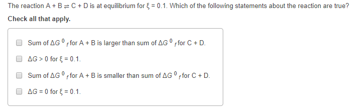 Solved The reaction A + B C + D is at equilibrium for ξ = | Chegg.com