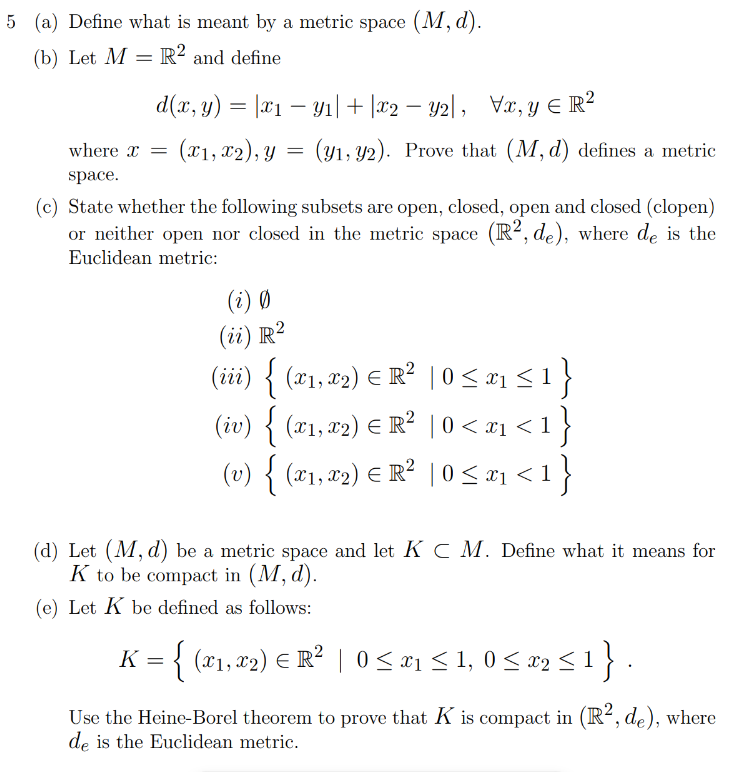 Solved (b) Let M=R2 and define | Chegg.com