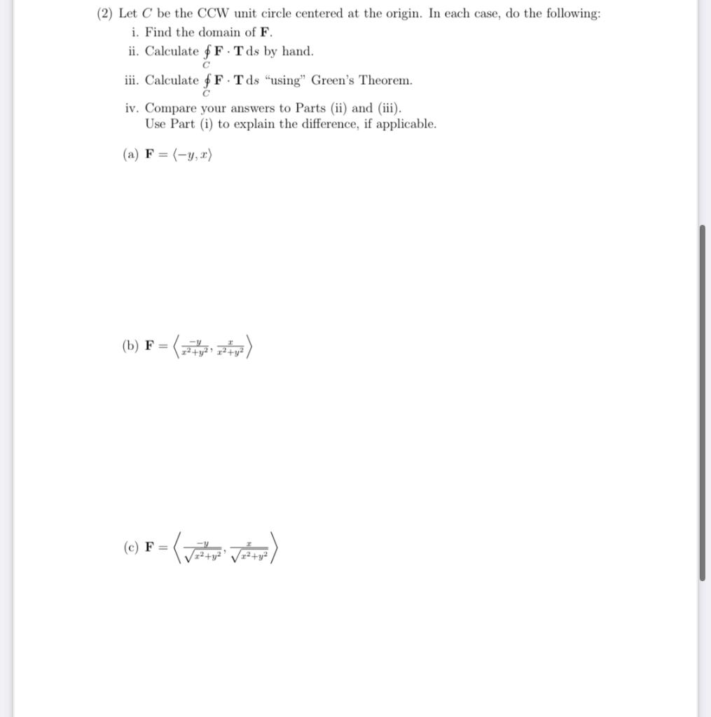 Solved (2) Let C be the CCW unit circle centered at the | Chegg.com