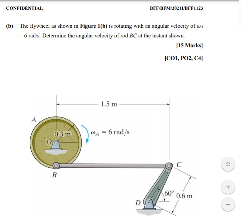 Solved CONFIDENTIAL BFF/BFM/20211/BFF1123 (b) The flywheel | Chegg.com