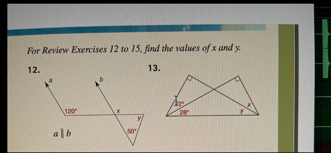 Solved For Review Exercises 12 to 15, find the values of x | Chegg.com