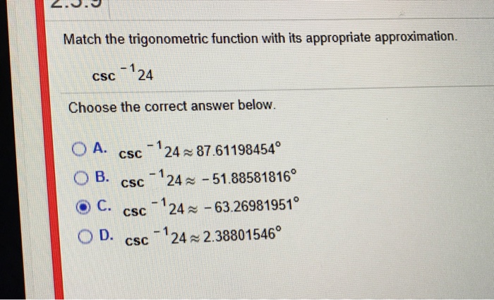 Solved Match the trigonometric function with its appropriate | Chegg.com