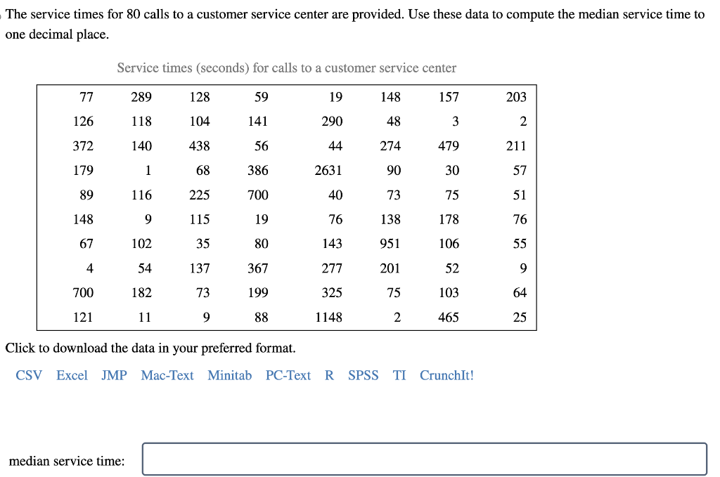 Solved The service times for 80 calls to a customer service