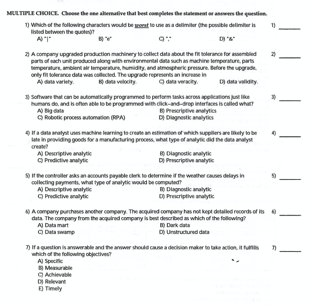 Solved MULTIPLE CHOICE. Choose the one alternative that best | Chegg.com