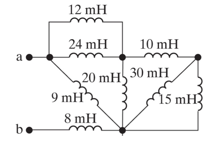 Solved 12 mH 24 mH 10 mH а ur 20 mH30 mH 9 mH 15 mH3 8 mH b. | Chegg.com