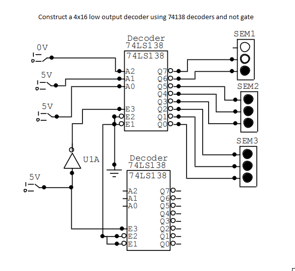 Solved Construct a 4×16 ﻿low output decoder using 74138 | Chegg.com