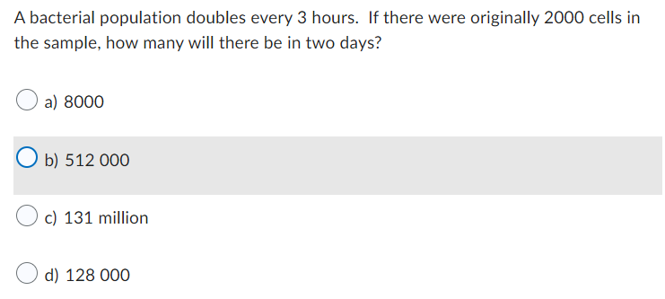 Solved A bacterial population doubles every 3 hours. If | Chegg.com