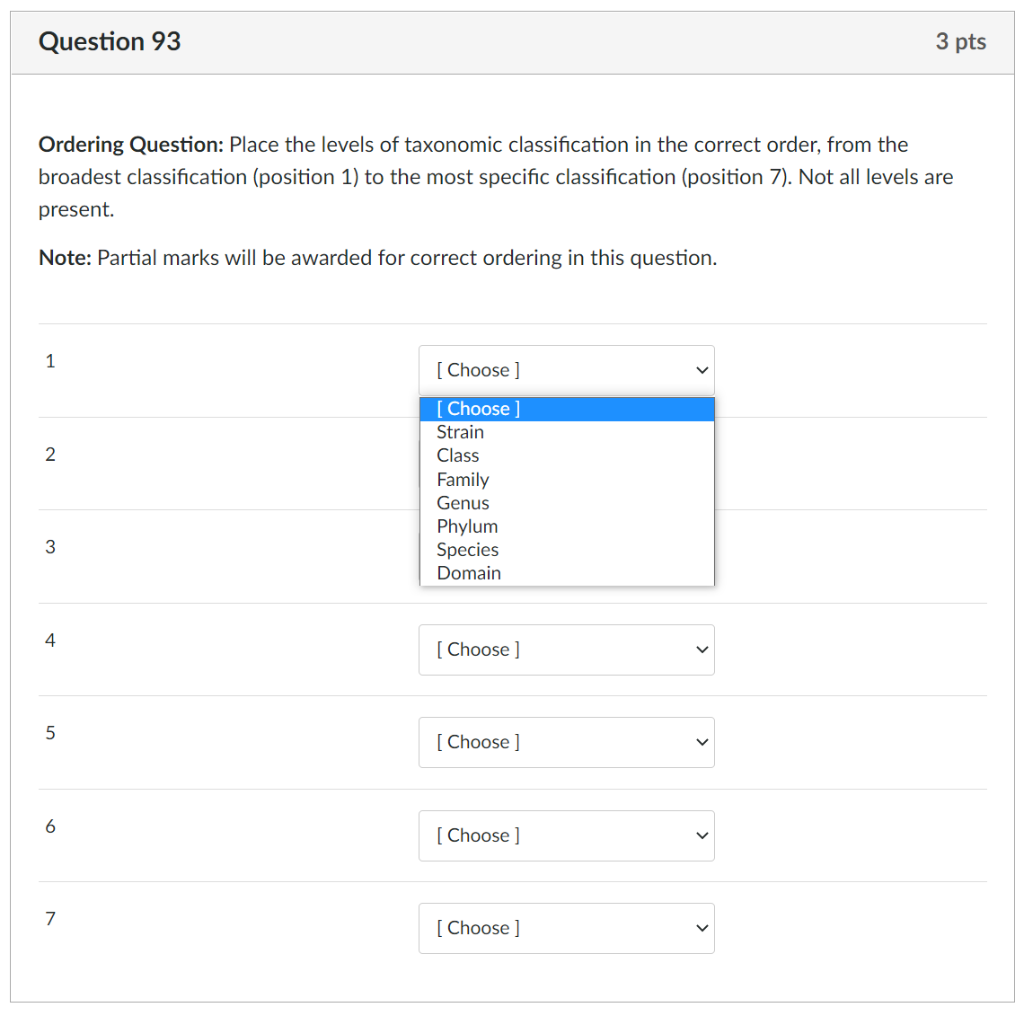 Solved Question 93 3 pts Ordering Question: Place the levels | Chegg.com