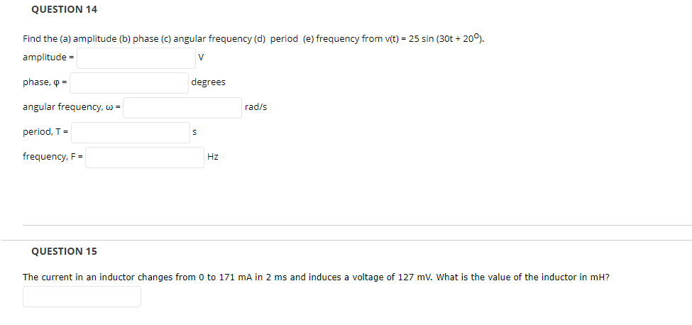 Solved QUESTION 14 Find The (a) Amplitude (b) Phase (c) | Chegg.com