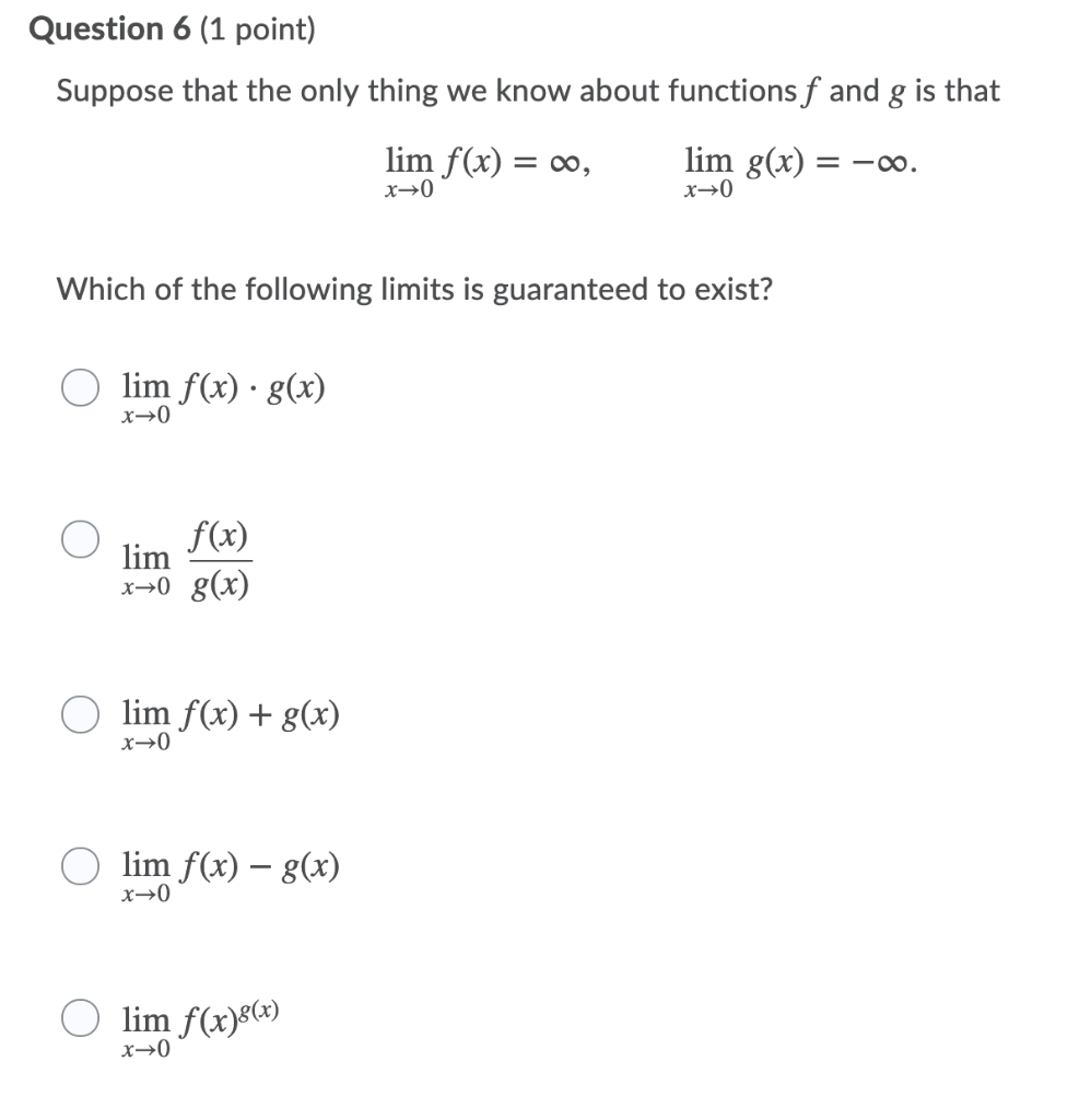 Solved Question 6 (1 point) Suppose that the only thing we | Chegg.com