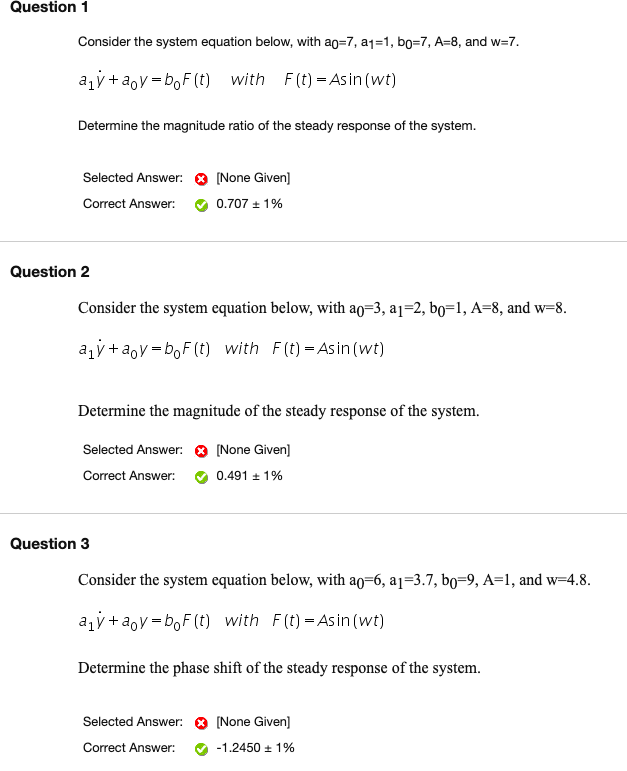 Solved Question 1 Consider the system equation below, with | Chegg.com