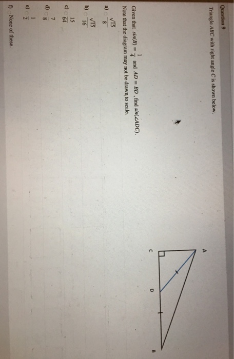 Solved Triangle ABC with right angle C is shown below Given | Chegg.com