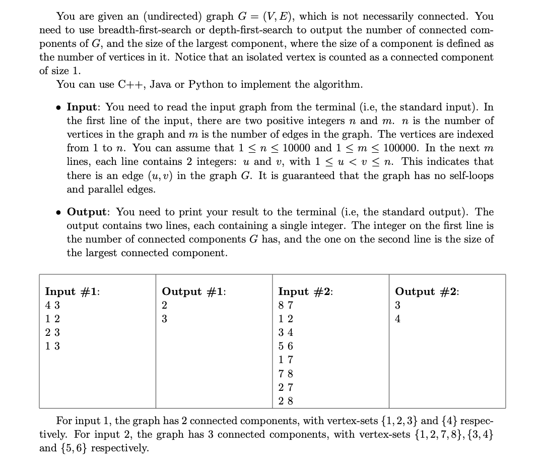 Solved = You are given an (undirected) graph G = (V, E), | Chegg.com