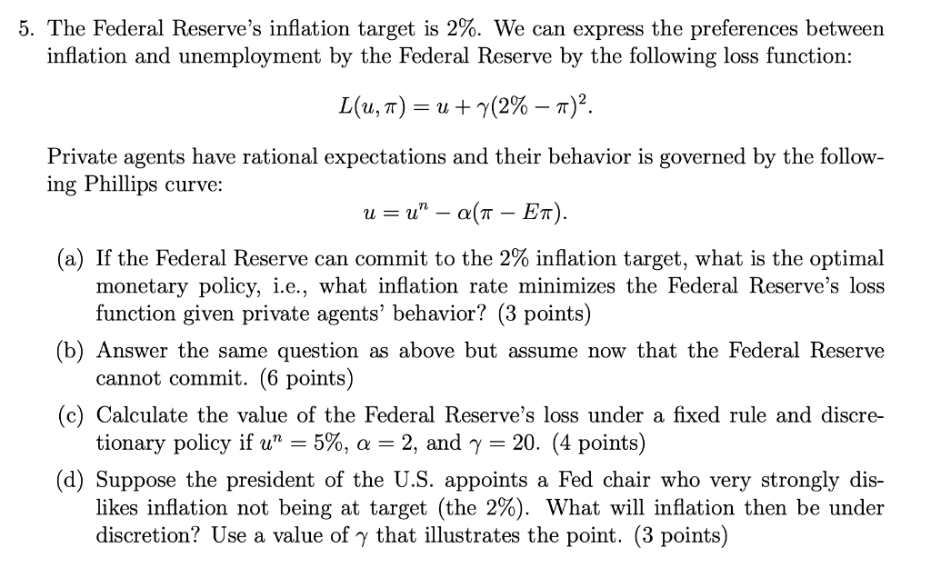 Solved 5. The Federal Reserve's Inflation Target Is 2%. We | Chegg.com