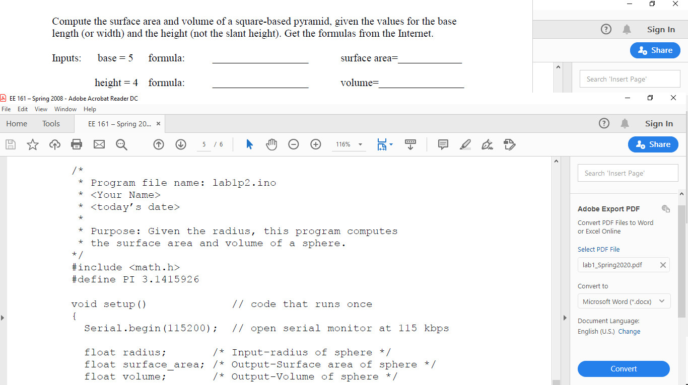 Solved - O X Compute the surface area and volume of a | Chegg.com