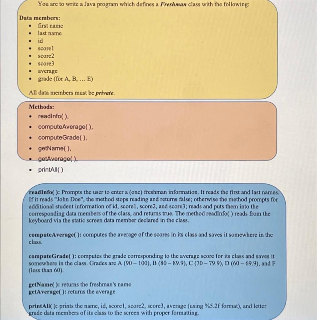 Solved You are to write a Java program which defines a | Chegg.com