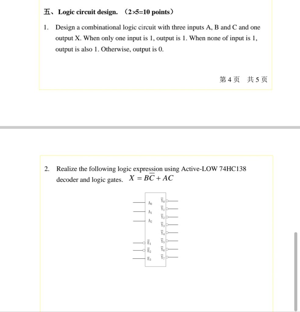 Solved 1. Design A Combinational Logic Circuit With Three | Chegg.com