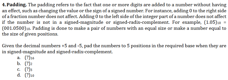 Solved 4.Padding. The padding refers to the fact that one or | Chegg.com