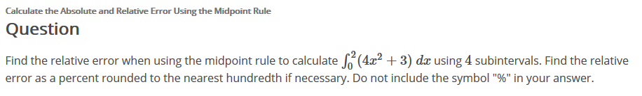 Solved Calculate the Absolute and Relative Error Using the | Chegg.com