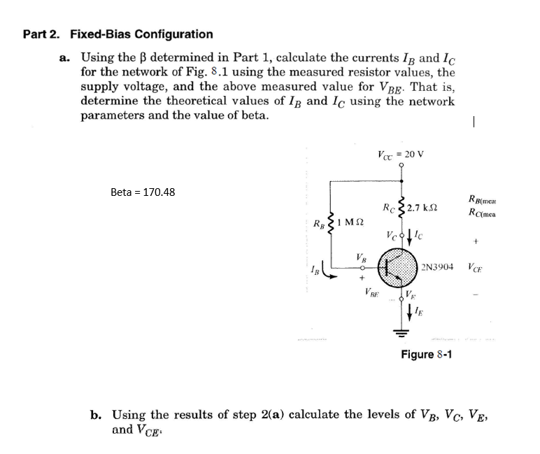 Solved Part 2. Fixed-Bias Configuration A. Using The B | Chegg.com