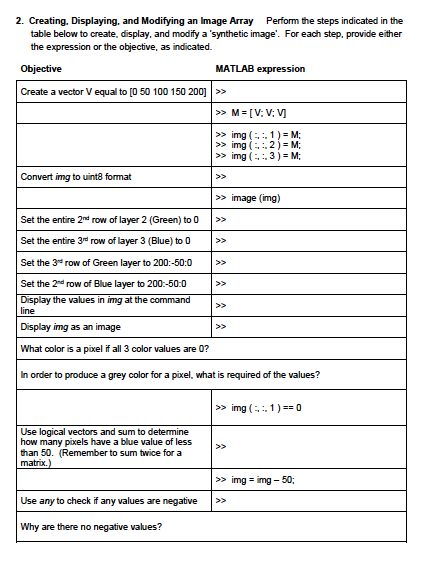 Solved 2. Creating. Displaying and Modifying an image Array | Chegg.com