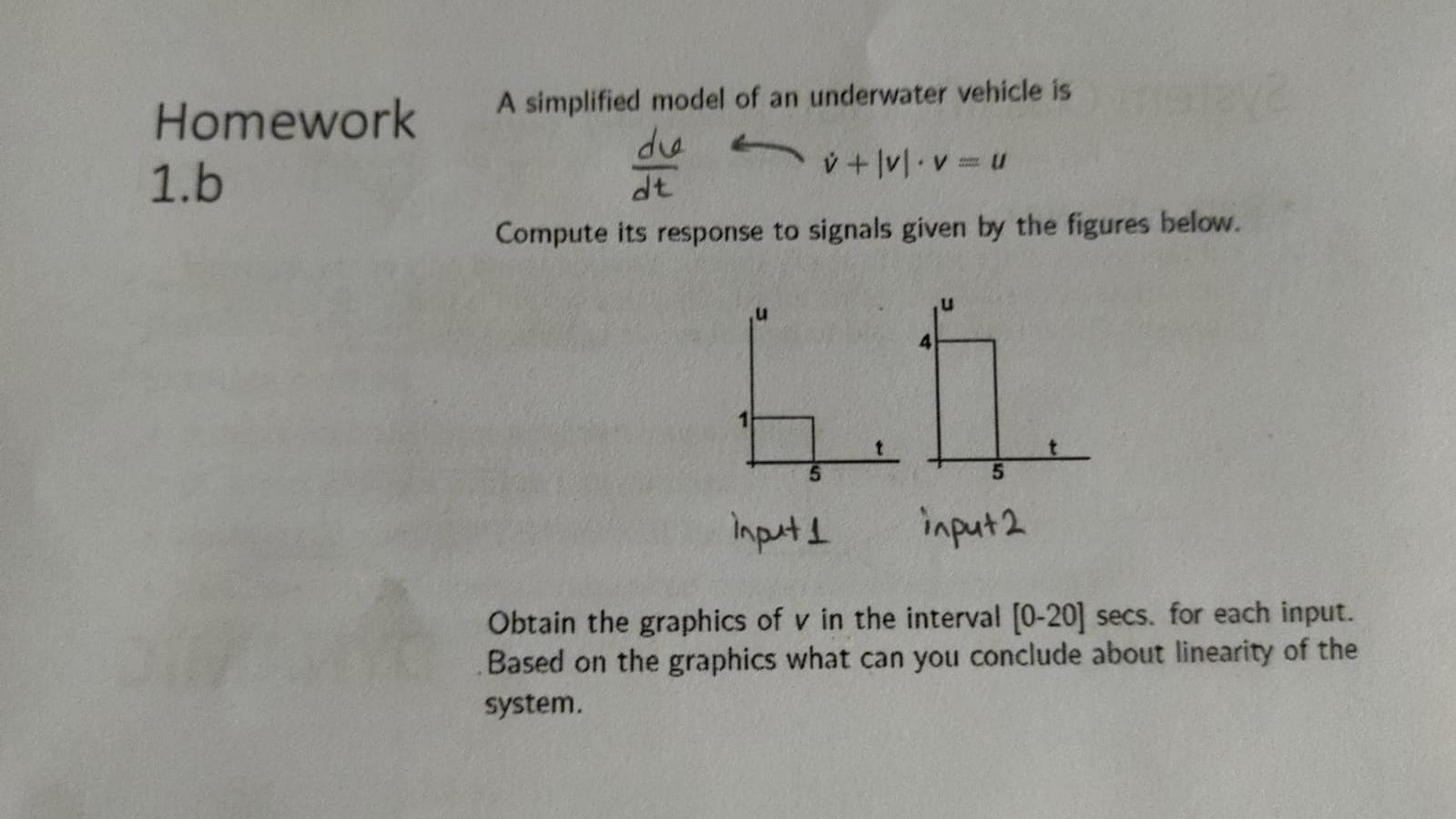 Solved Homework 1.b A simplified model of an underwater | Chegg.com