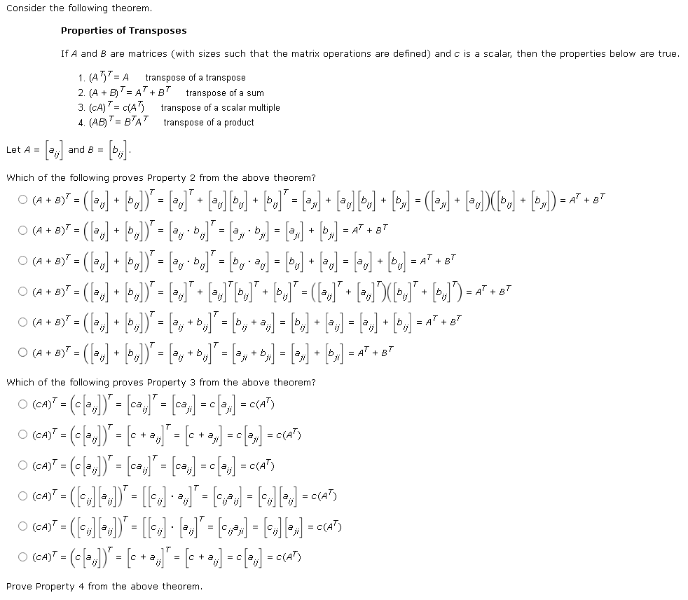 Solved Consider the following theorem. Properties of | Chegg.com