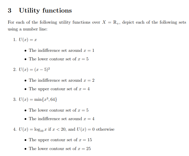Solved 3 Utility functions For each of the following utility | Chegg.com