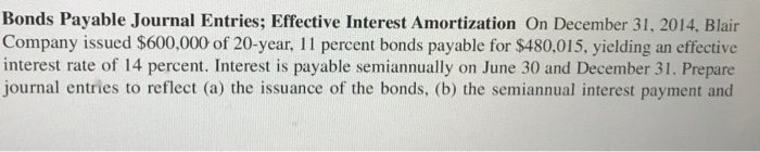 Solved Bonds Payable Journal Entries; Effective Interest | Chegg.com