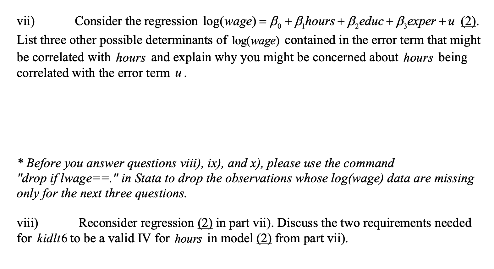 Solved Use the data in cps91.dta for this question. These | Chegg.com