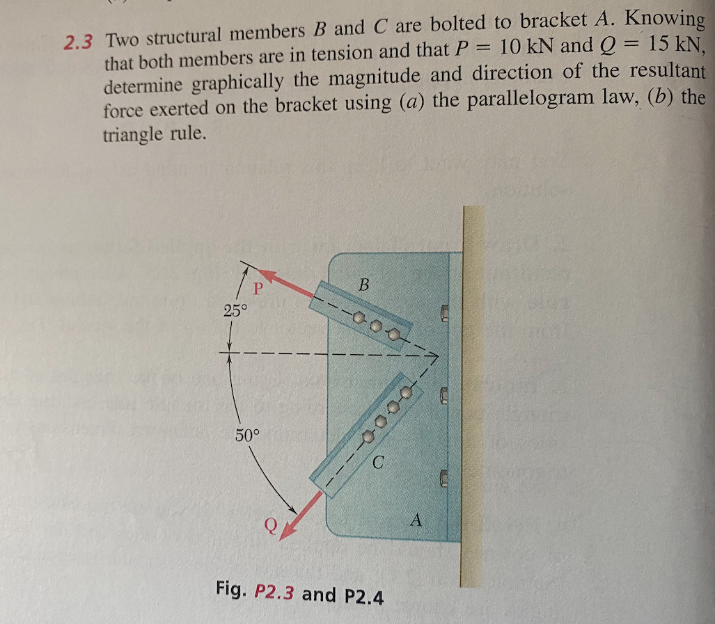 Solved 2.3 Two Structural Members B And C Are Bolted To | Chegg.com