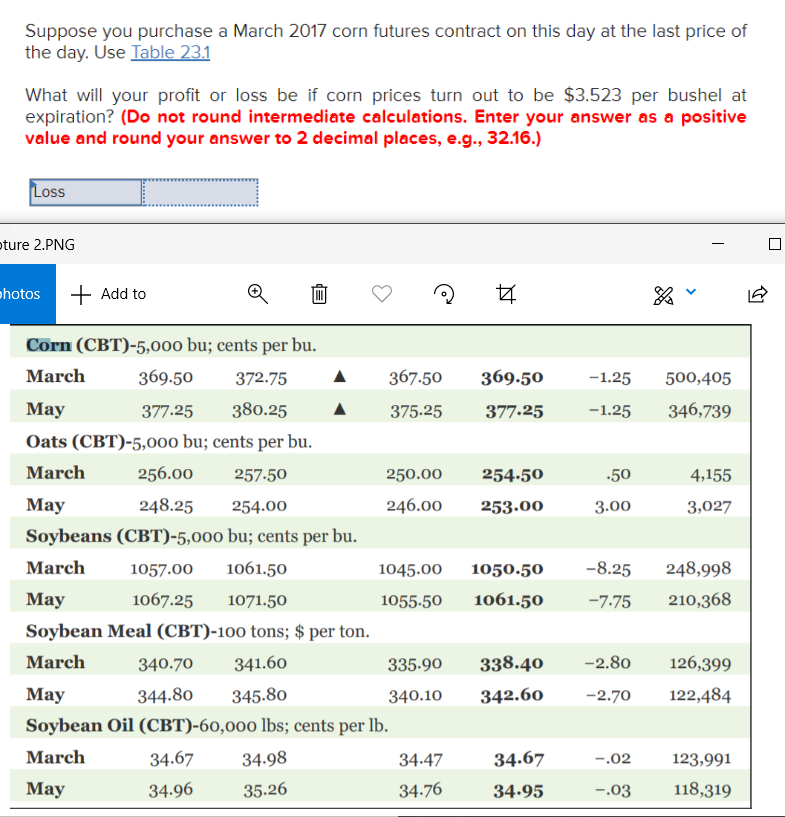 Solved Suppose you purchase a March 2017 corn futures