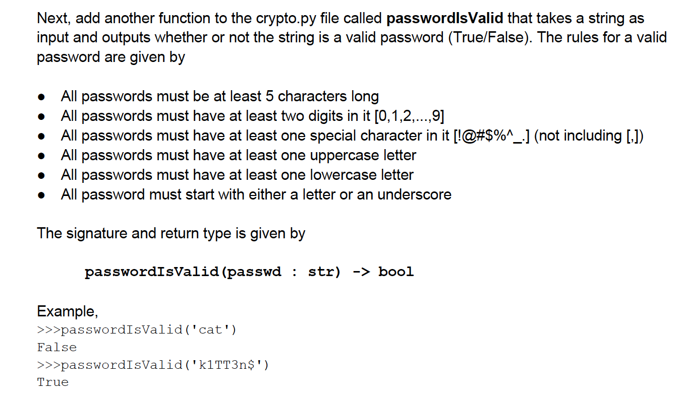 Solved First, write a new function in the crypto.py file | Chegg.com