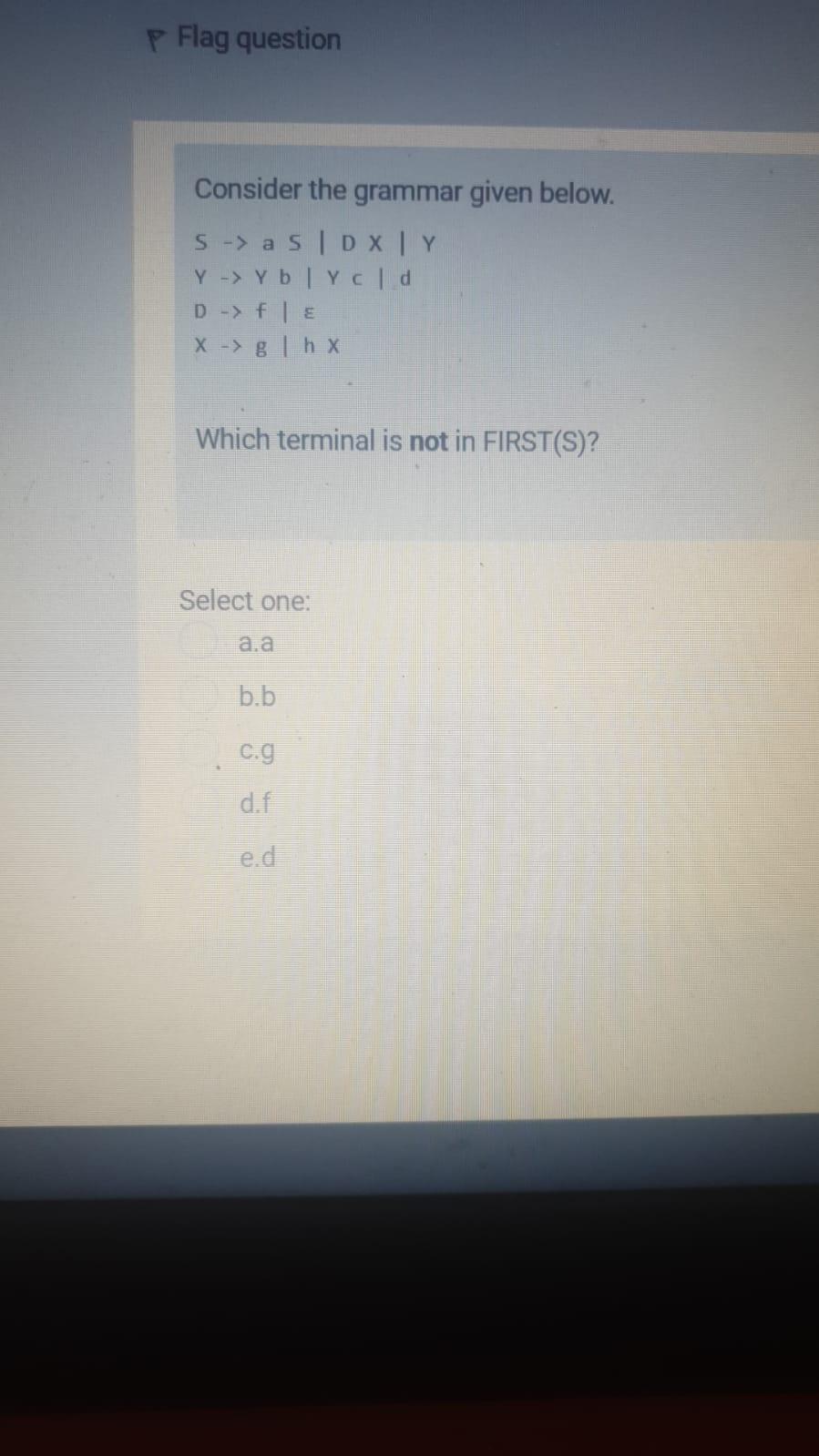 Solved P Flag Question Consider The Grammar Given Below Chegg Com