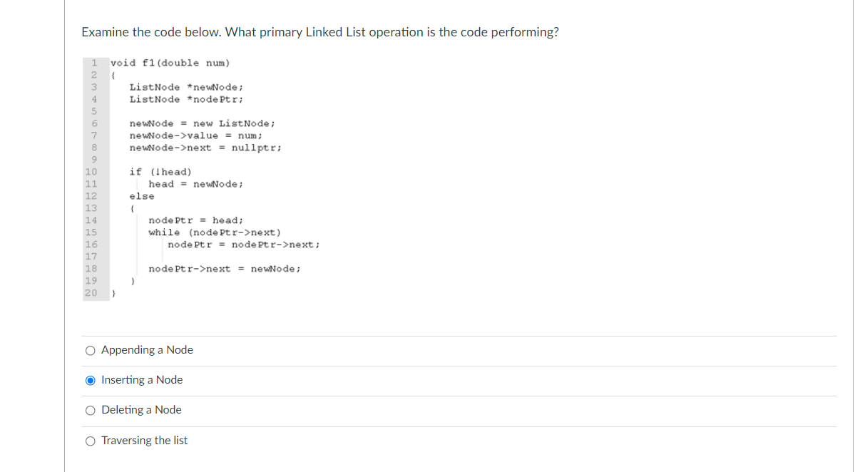 Solved Examine the code below. What primary Linked List | Chegg.com