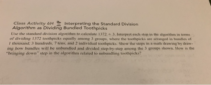 Solved Class Activity 6H Interpreting the Standard Division | Chegg.com