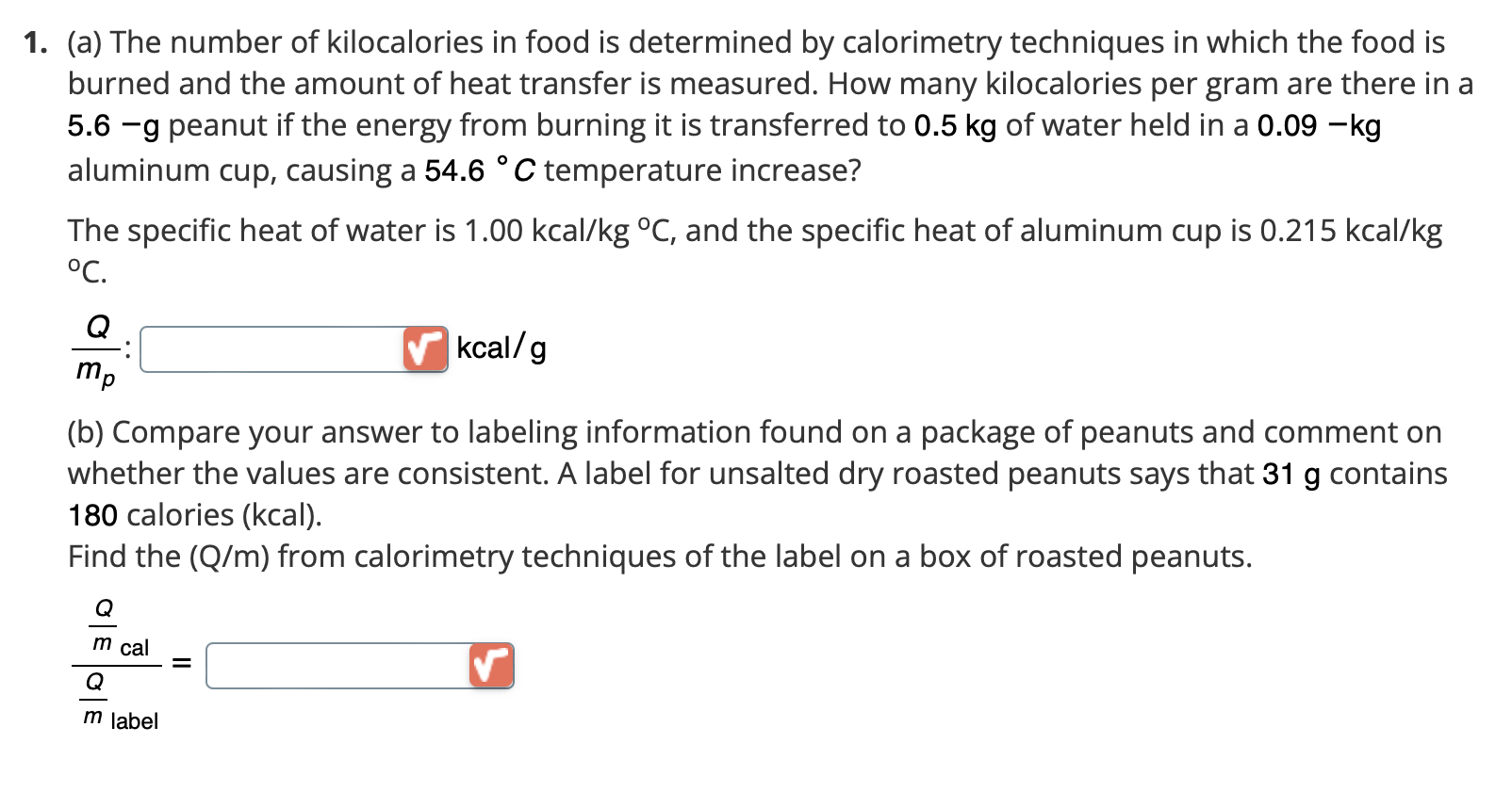 Solved 1. (a) The Number Of Kilocalories In Food Is | Chegg.com