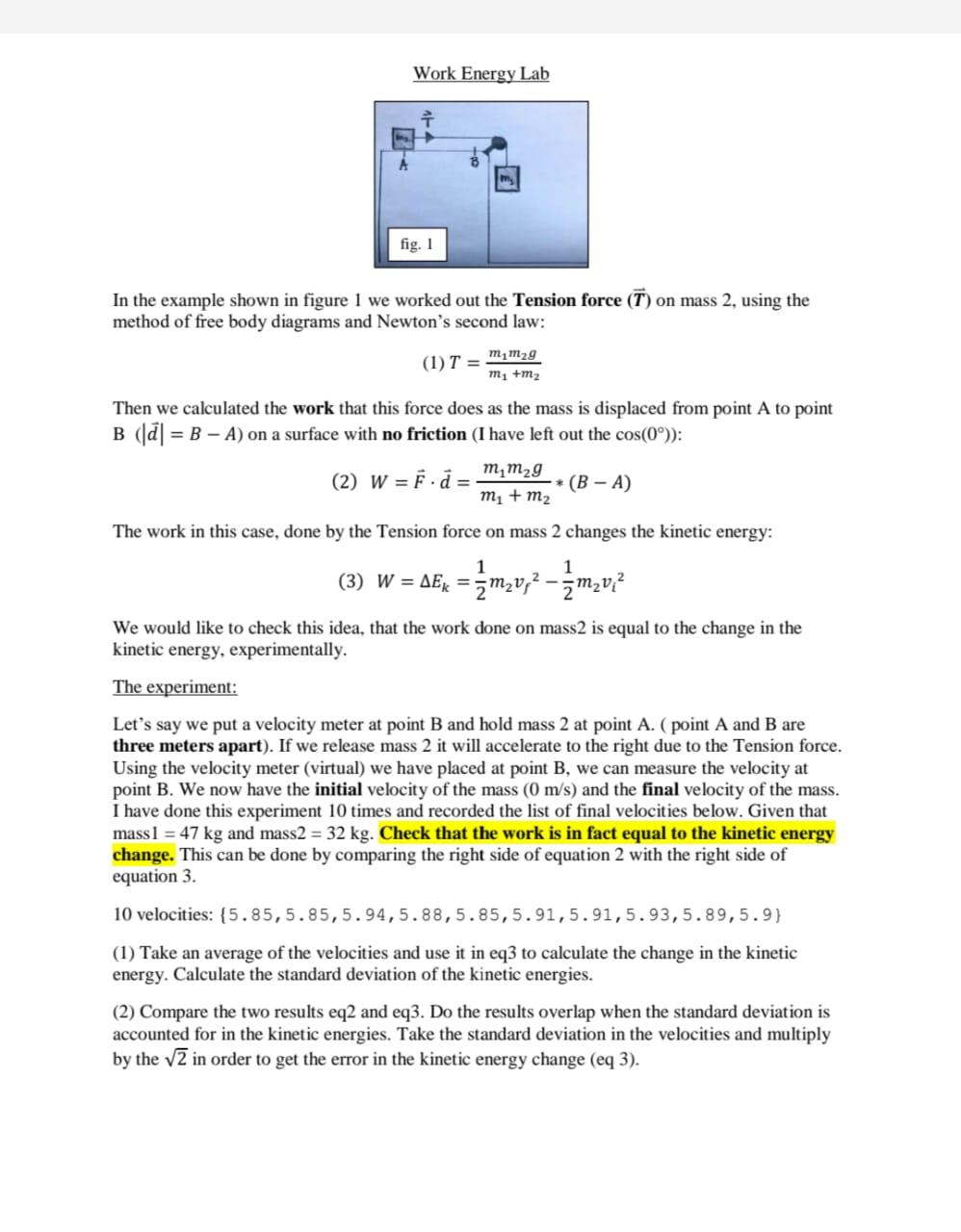 Solved Work Energy Lab 우 A Ms Fig 1 In The Example Show Chegg Com