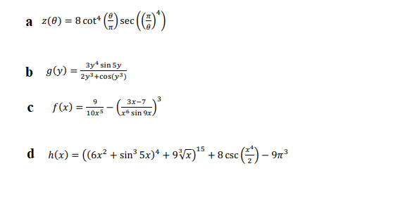 Solved 1. Differentiate each problem. Show some essential | Chegg.com