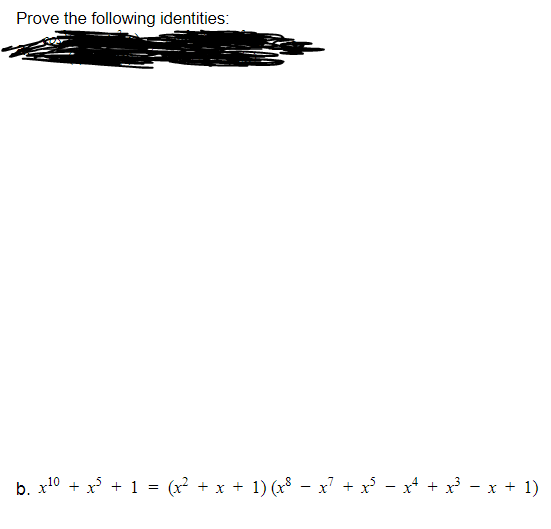 Solved Prove The Following Identities B X10 X 1 X 1965