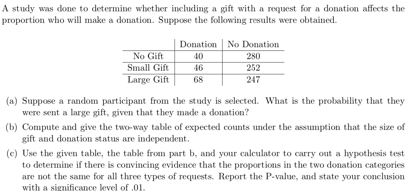 Solved A study was done to determine whether including a | Chegg.com