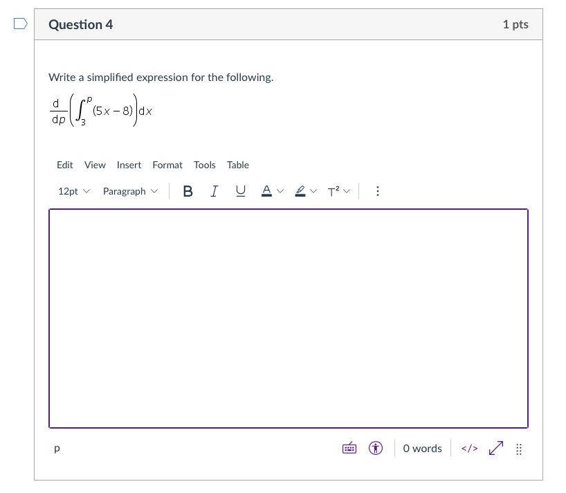 Solved Question 4 1 pts Write a simplified expression for | Chegg.com
