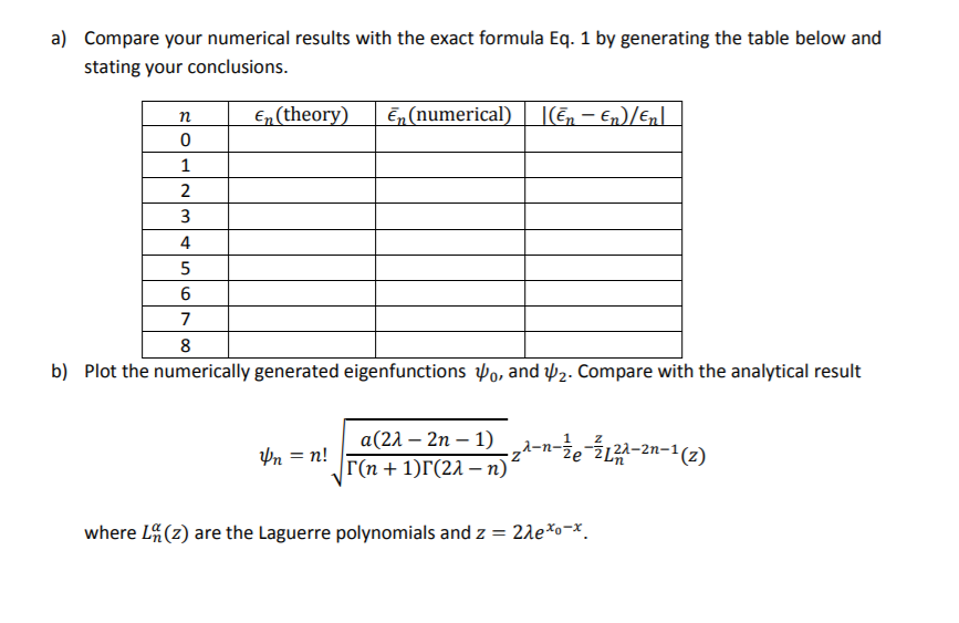 Obtain numerically the bound state energies of a | Chegg.com