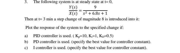 Solved = 3. The following system is at steady state at t= 0. | Chegg.com