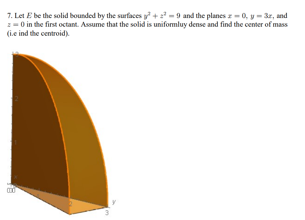 Solved 7. Let E be the solid bounded by the surfaces y2 +22 | Chegg.com