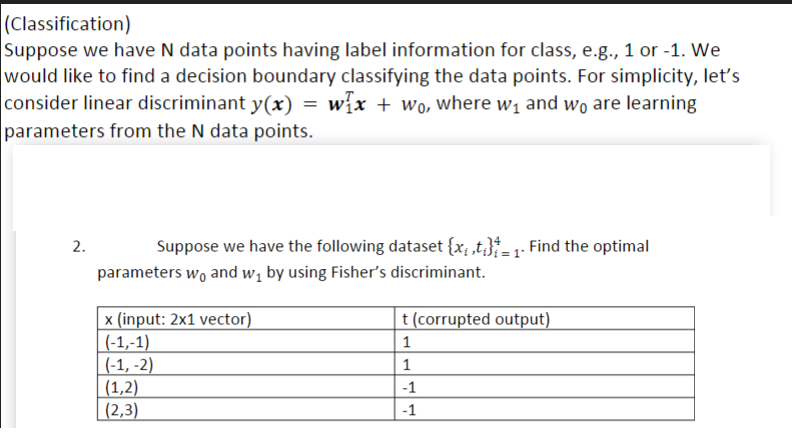 (Classification) Suppose we have N data points having | Chegg.com