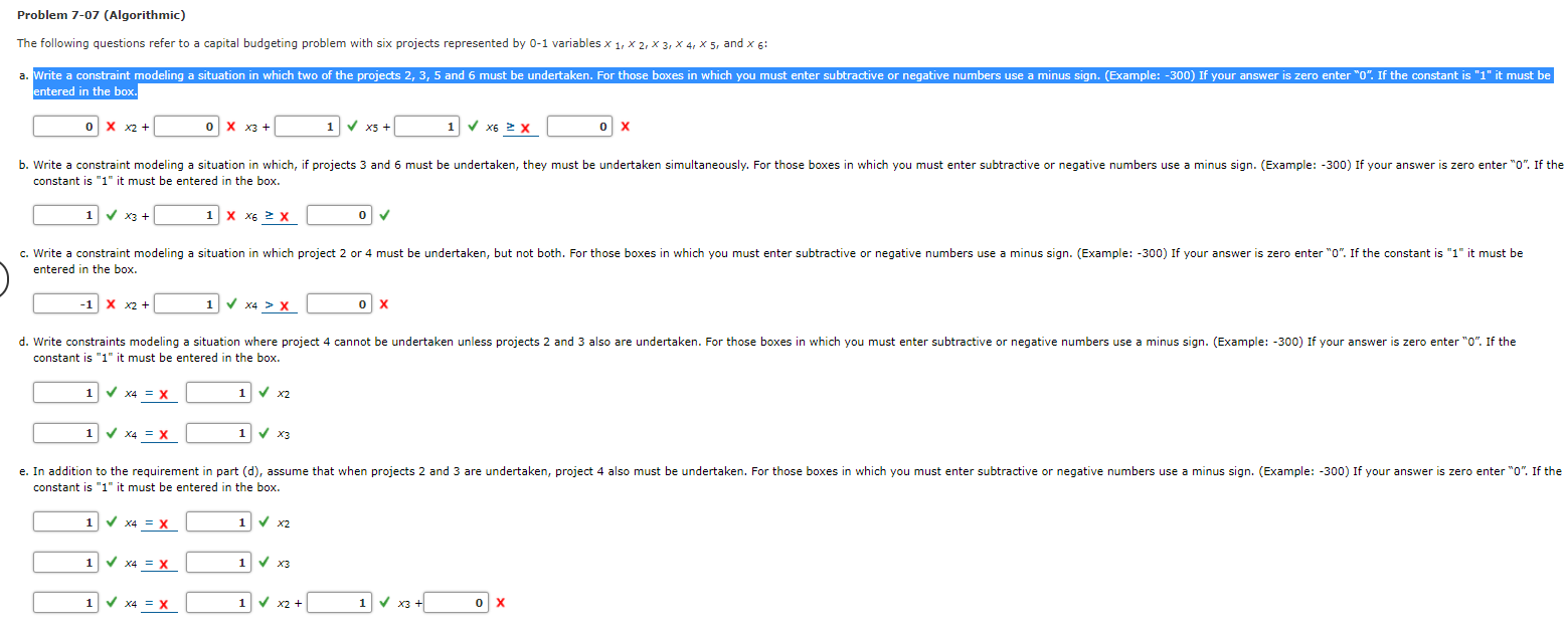 Solved Problem 7-07 (Algorithmic) The Following Questions | Chegg.com