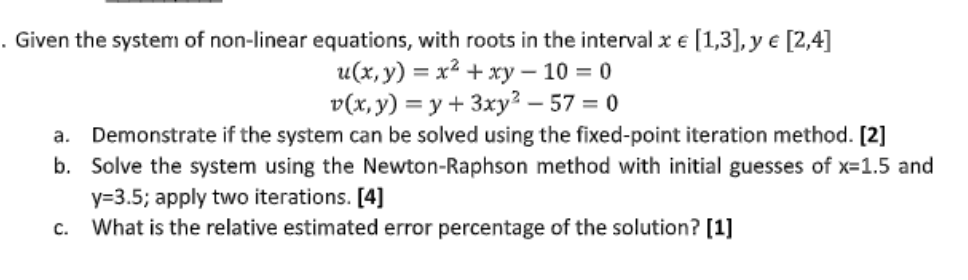 Given The System Of Non Linear Equations With R Chegg Com