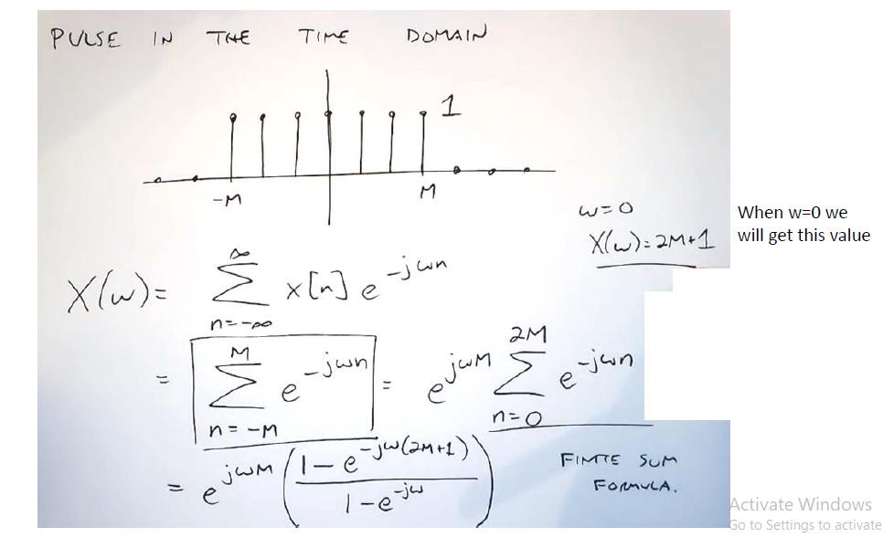 PULSE IN THE TIME DOMAIN w=o X(w):2M+1 When w=0 we | Chegg.com