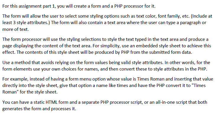 Solved For this assignment part 1, you will create a form | Chegg.com